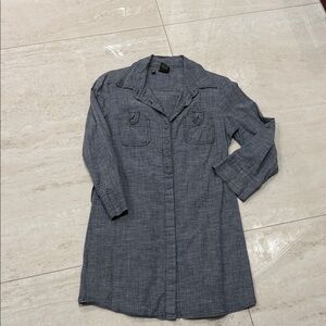 Chic Blue Button-Up Shirt Dress